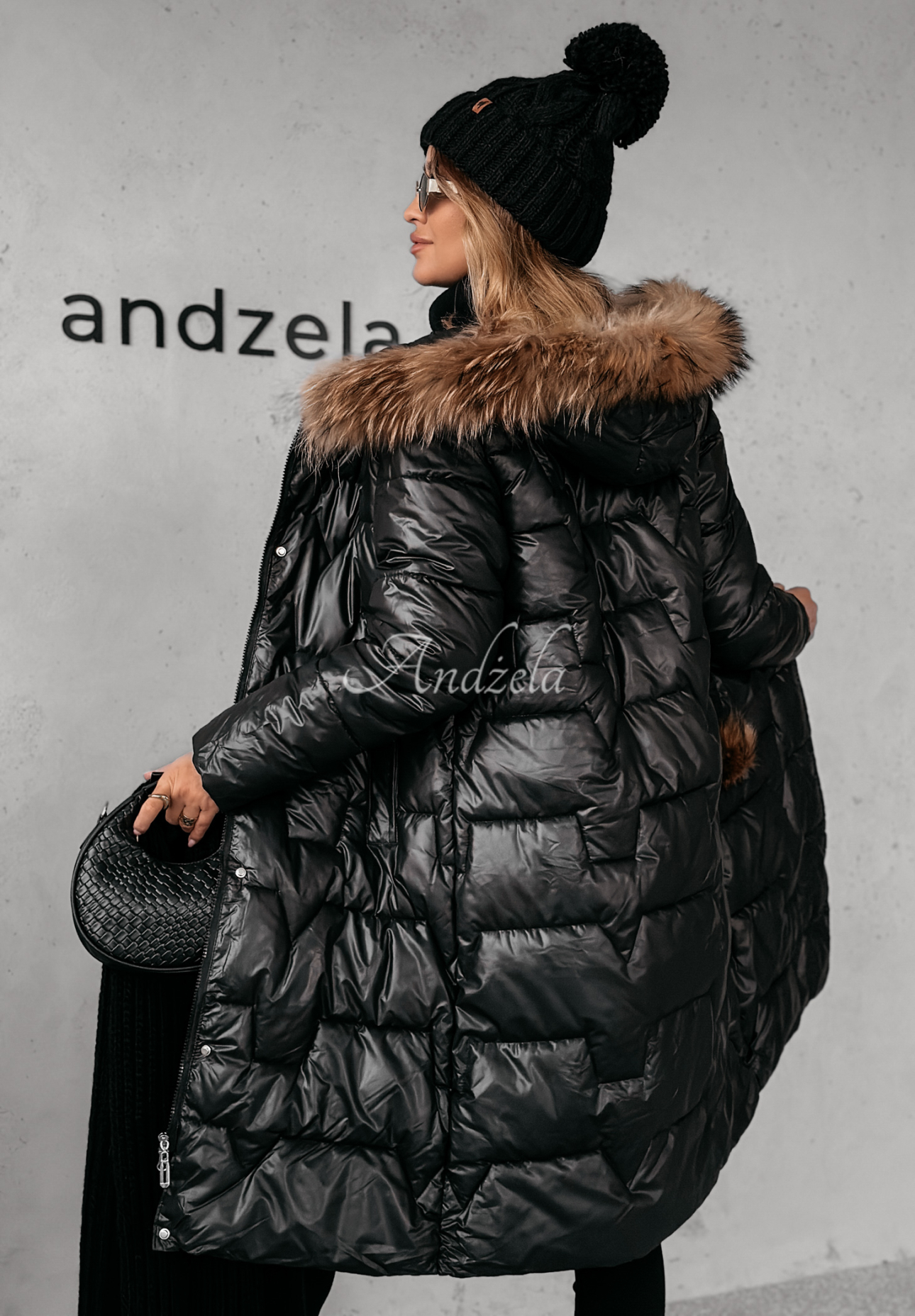 Steppjacke mit Fell Frostbite Schwarz