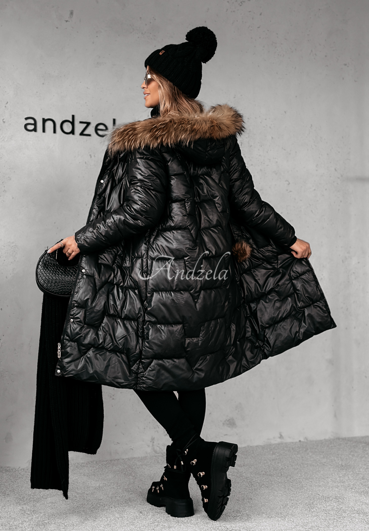 Steppjacke mit Fell Frostbite Schwarz