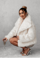 Krótki Mantel futerko Bear Elegance Ecru