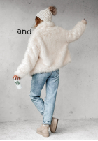 Krótki Mantel futerko Bear Elegance Ecru