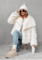 Krótki Mantel futerko Bear Elegance Ecru