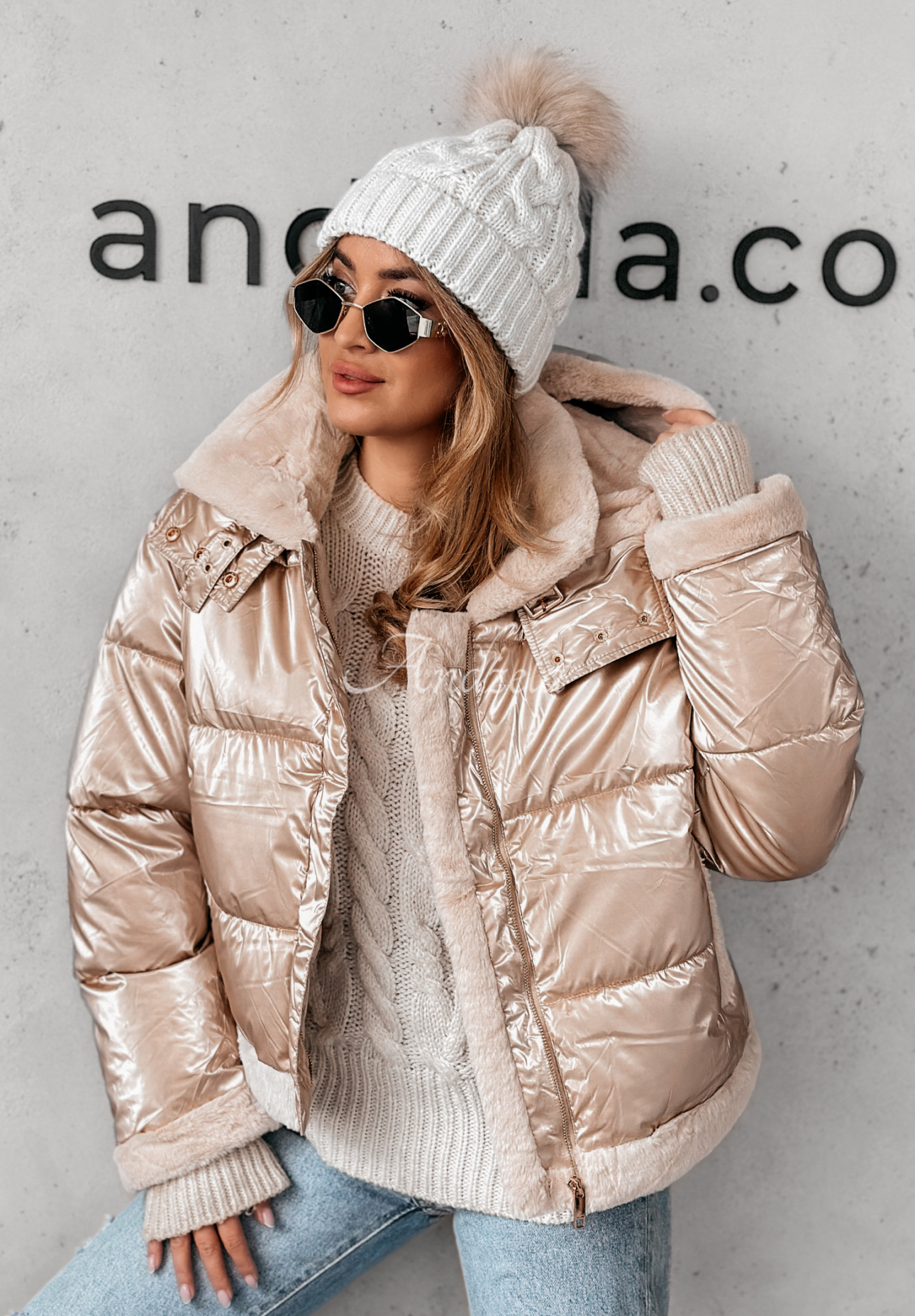 Kurze Steppjacke mit Kapuze Ice Avalanche Gold