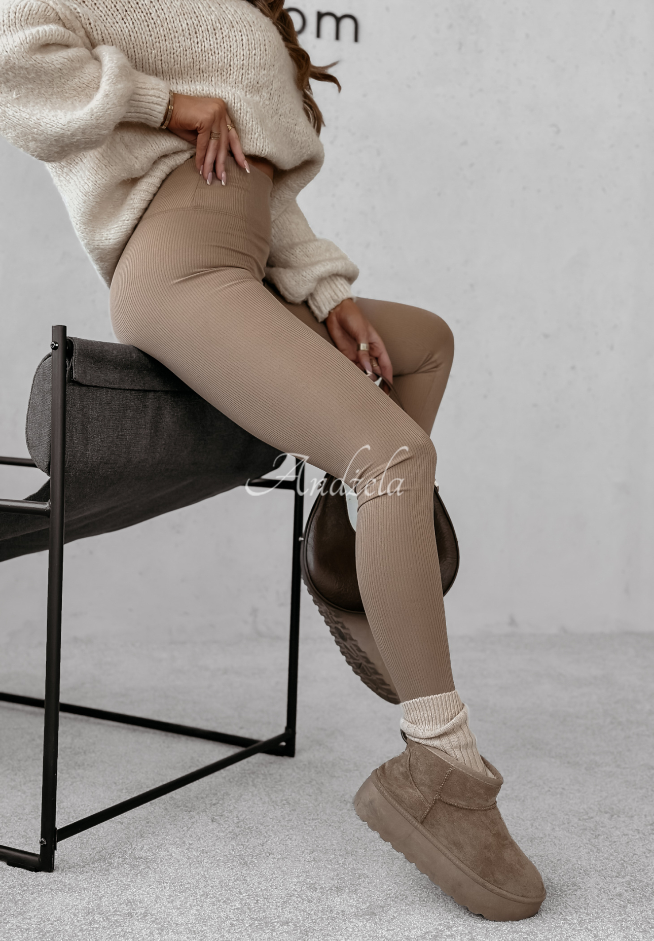 Gerippte Leggings Say Yes Beige