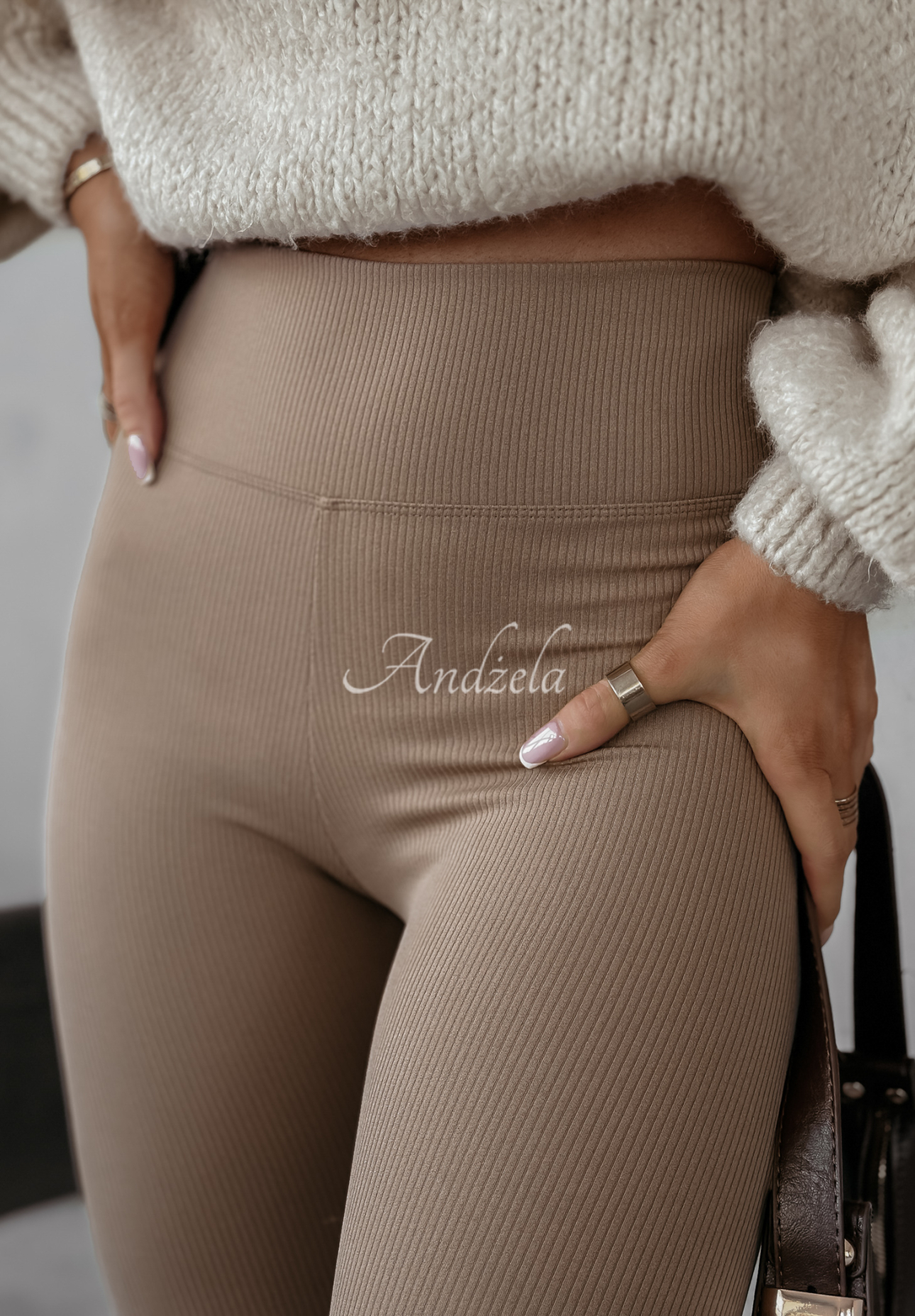 Gerippte Leggings Say Yes Beige