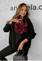 Sweatshirt z kwiatem Flora Felicita Schwarz