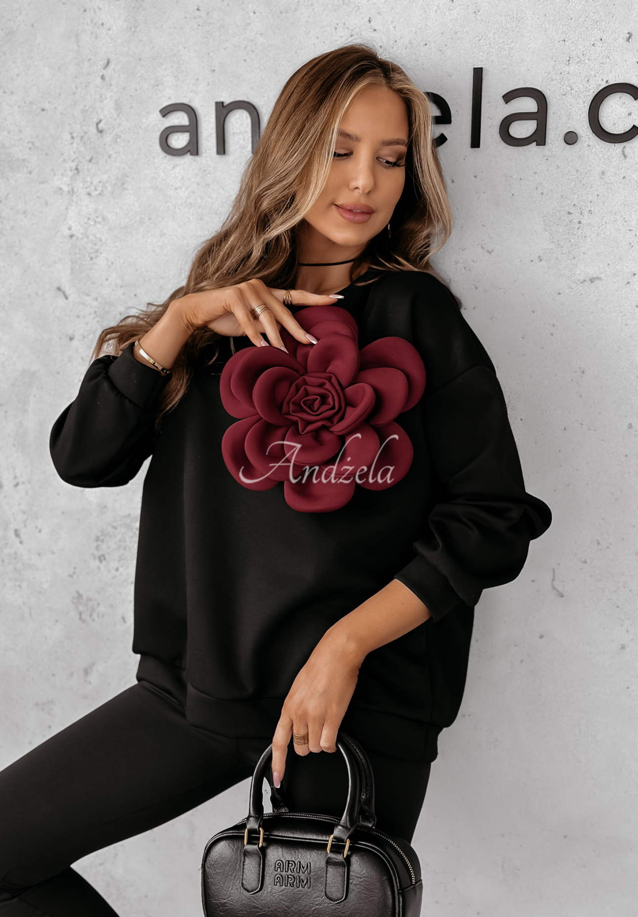 Sweatshirt mit Blume Flora Felicita Schwarz