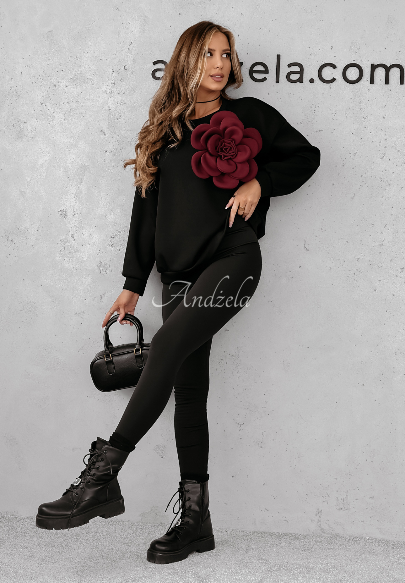 Sweatshirt mit Blume Flora Felicita Schwarz