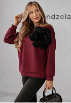 Sweatshirt z kwiatem Flora Felicita Burgunderrot