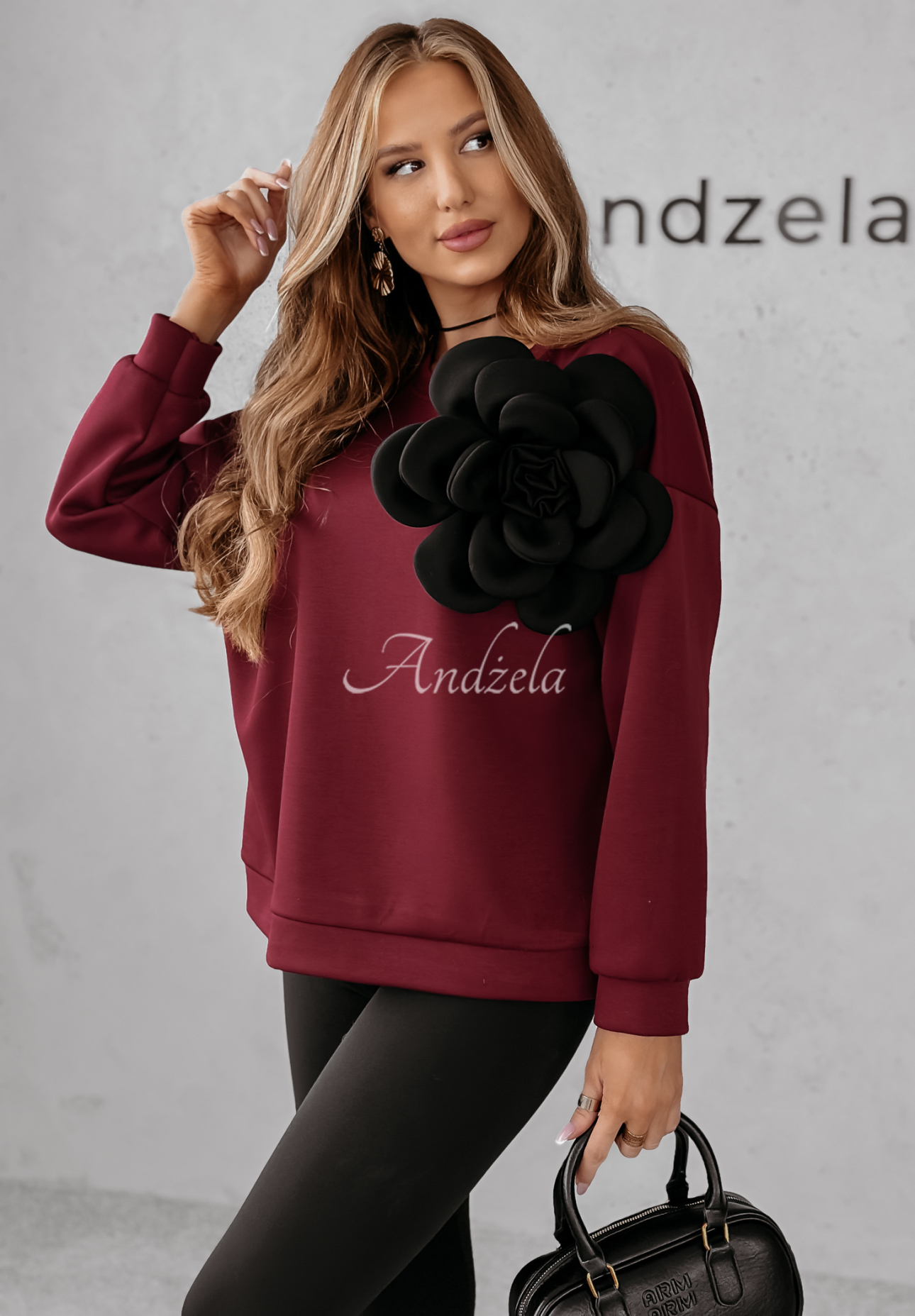 Sweatshirt mit Blume Flora Felicita Burgunderrot