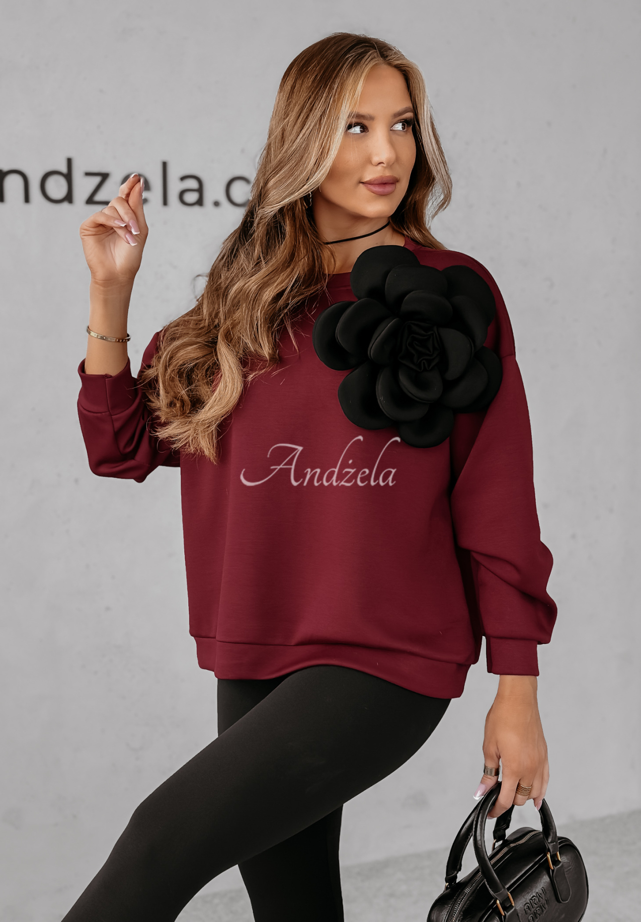 Sweatshirt mit Blume Flora Felicita Burgunderrot