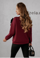 Sweatshirt z kwiatem Flora Felicita Burgunderrot