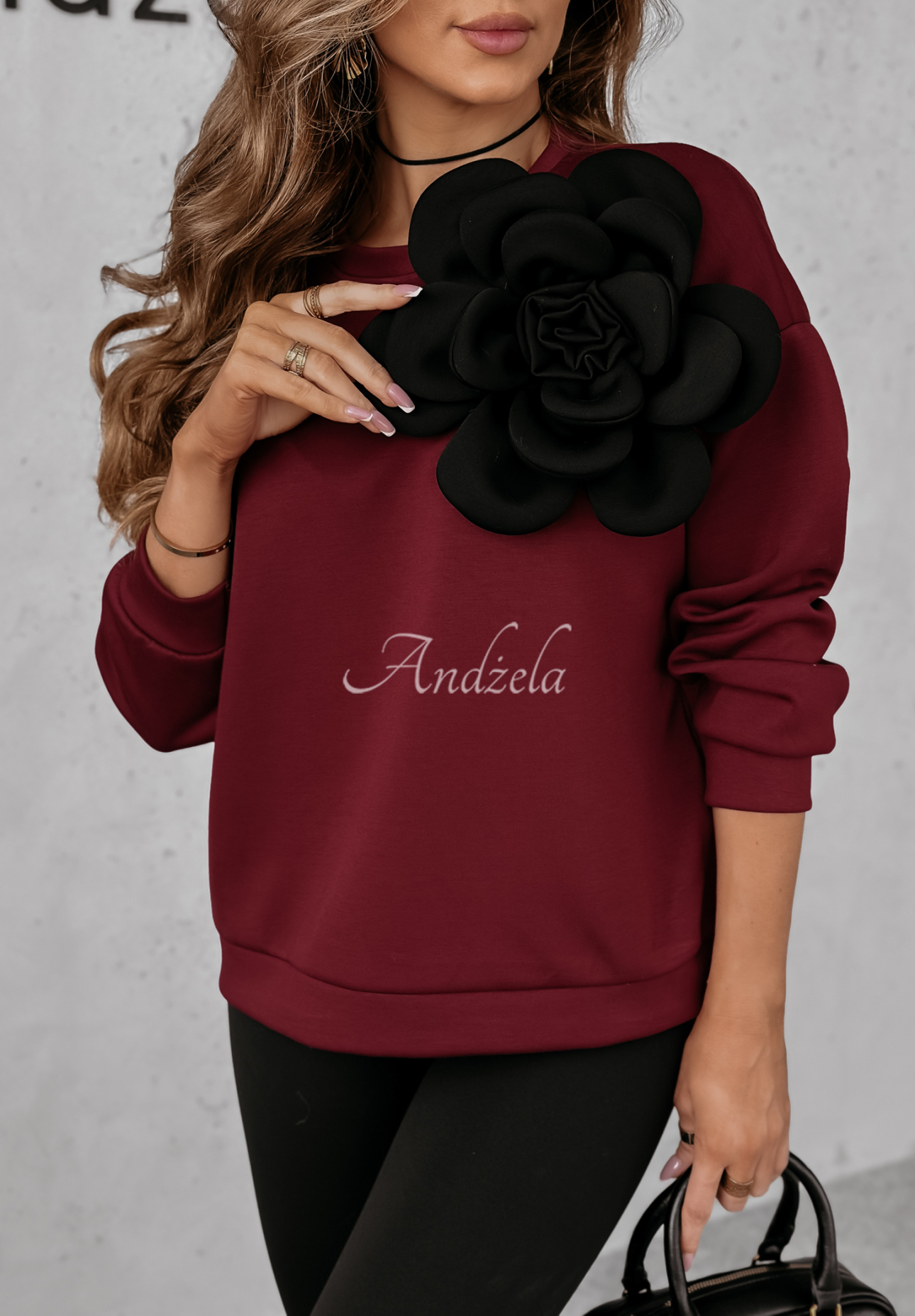 Sweatshirt mit Blume Flora Felicita Burgunderrot