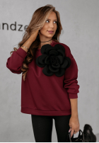 Sweatshirt z kwiatem Flora Felicita Burgunderrot