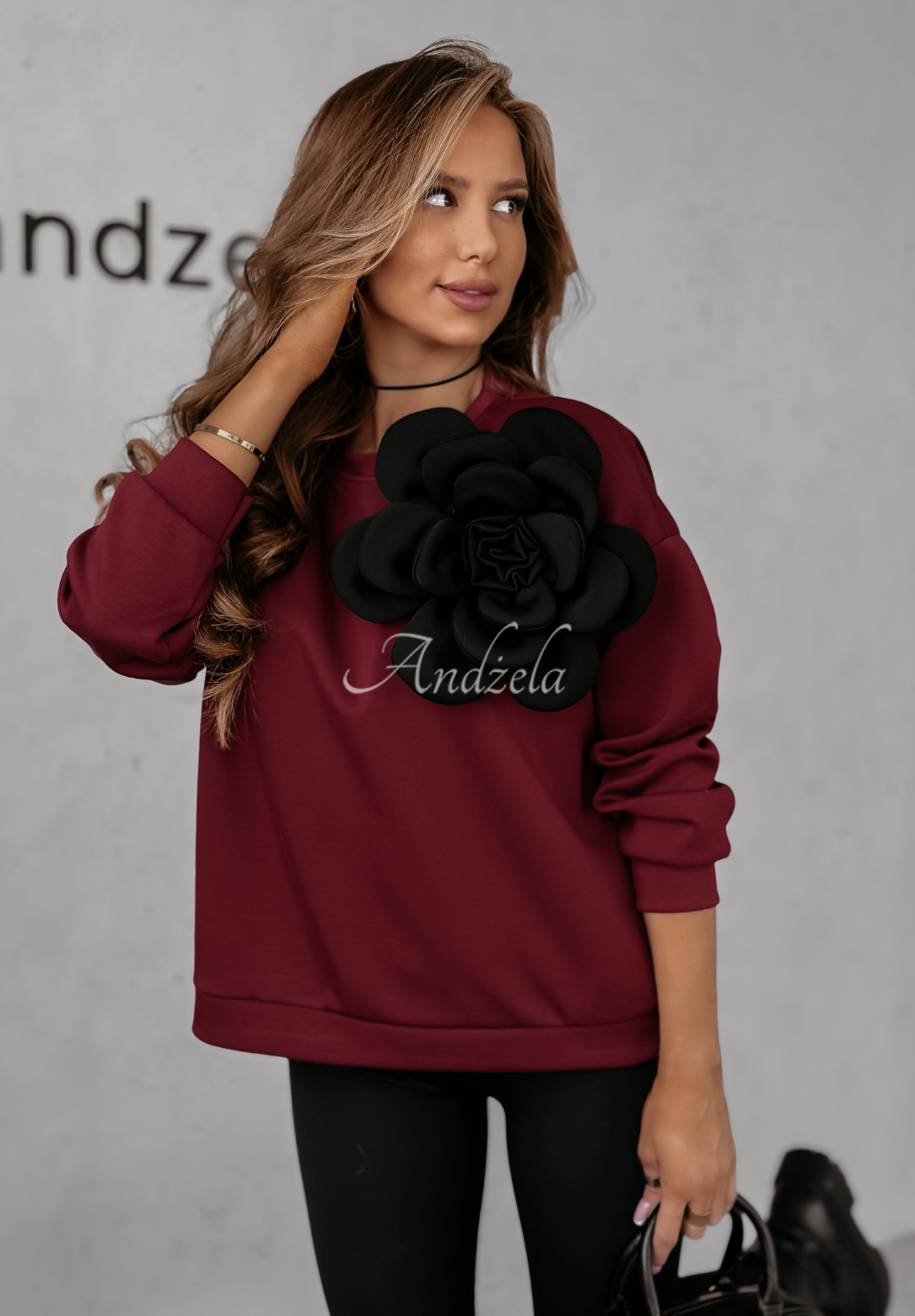 Sweatshirt mit Blume Flora Felicita Burgunderrot