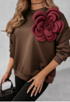 Sweatshirt z kwiatem Flora Felicita Schokoladenbraun