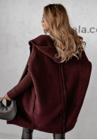 Lange Oversize-Strickjacke mit Kapuze Montevista Burgunderrot