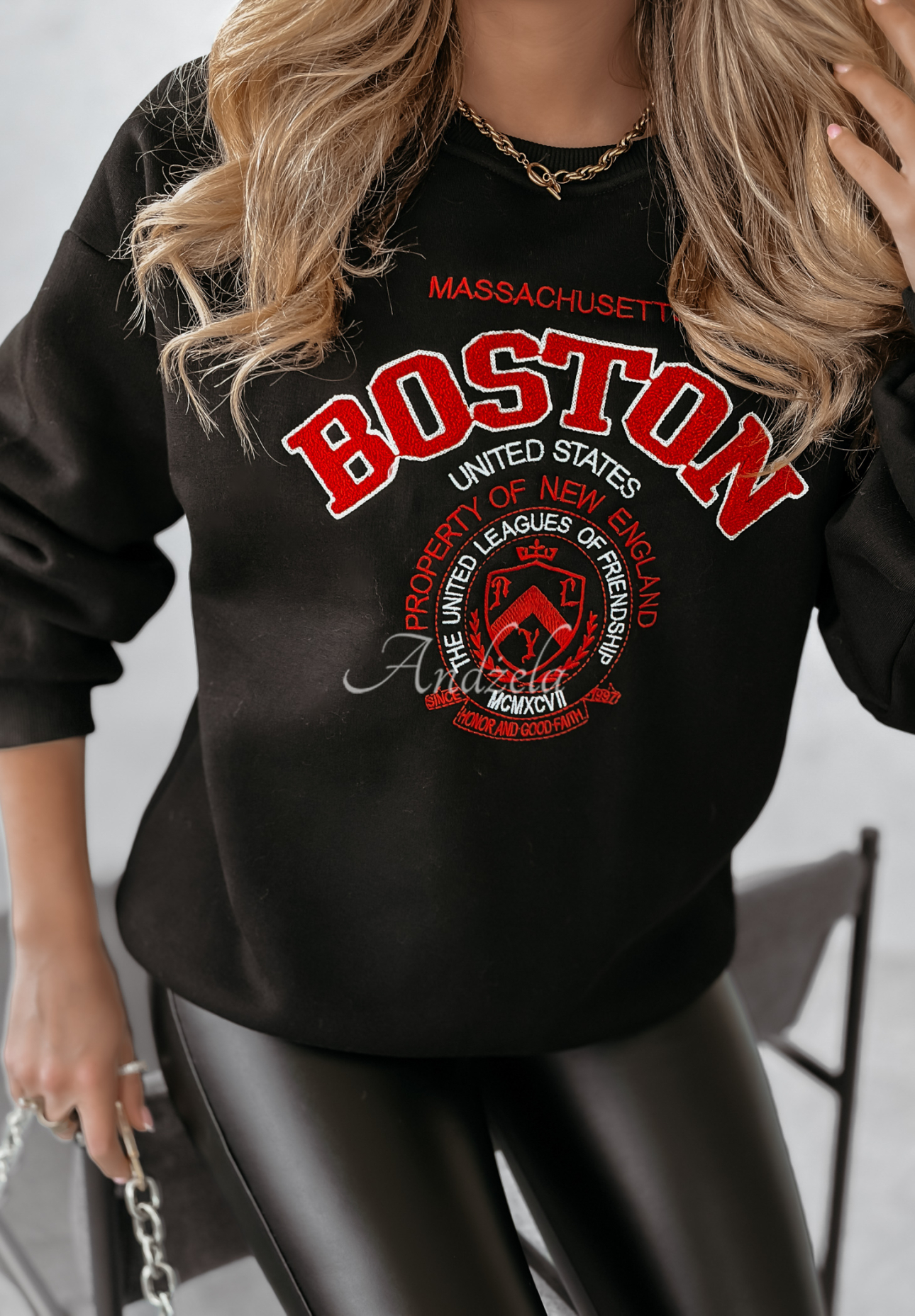 Sweatshirt Boston Massachusetts Schwarz