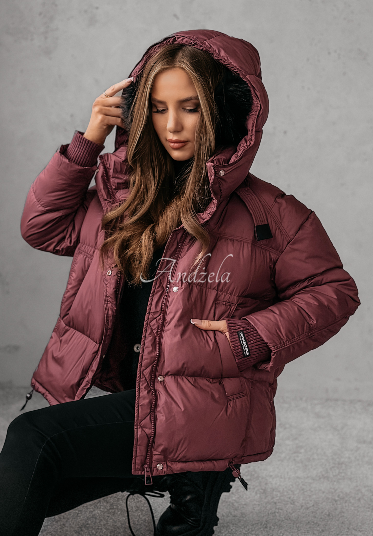 Daunenjacke mit Kapuze Aurora Skies Pflaumenfarben