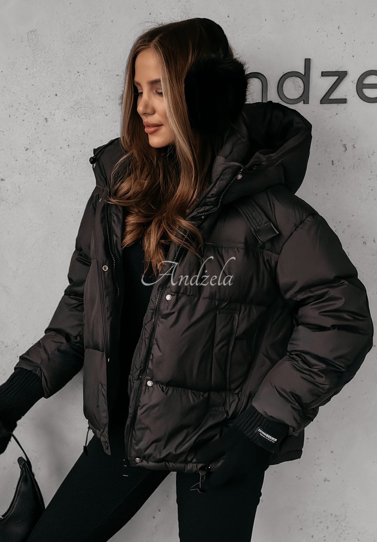 Daunenjacke mit Kapuze Aurora Skies Schwarz