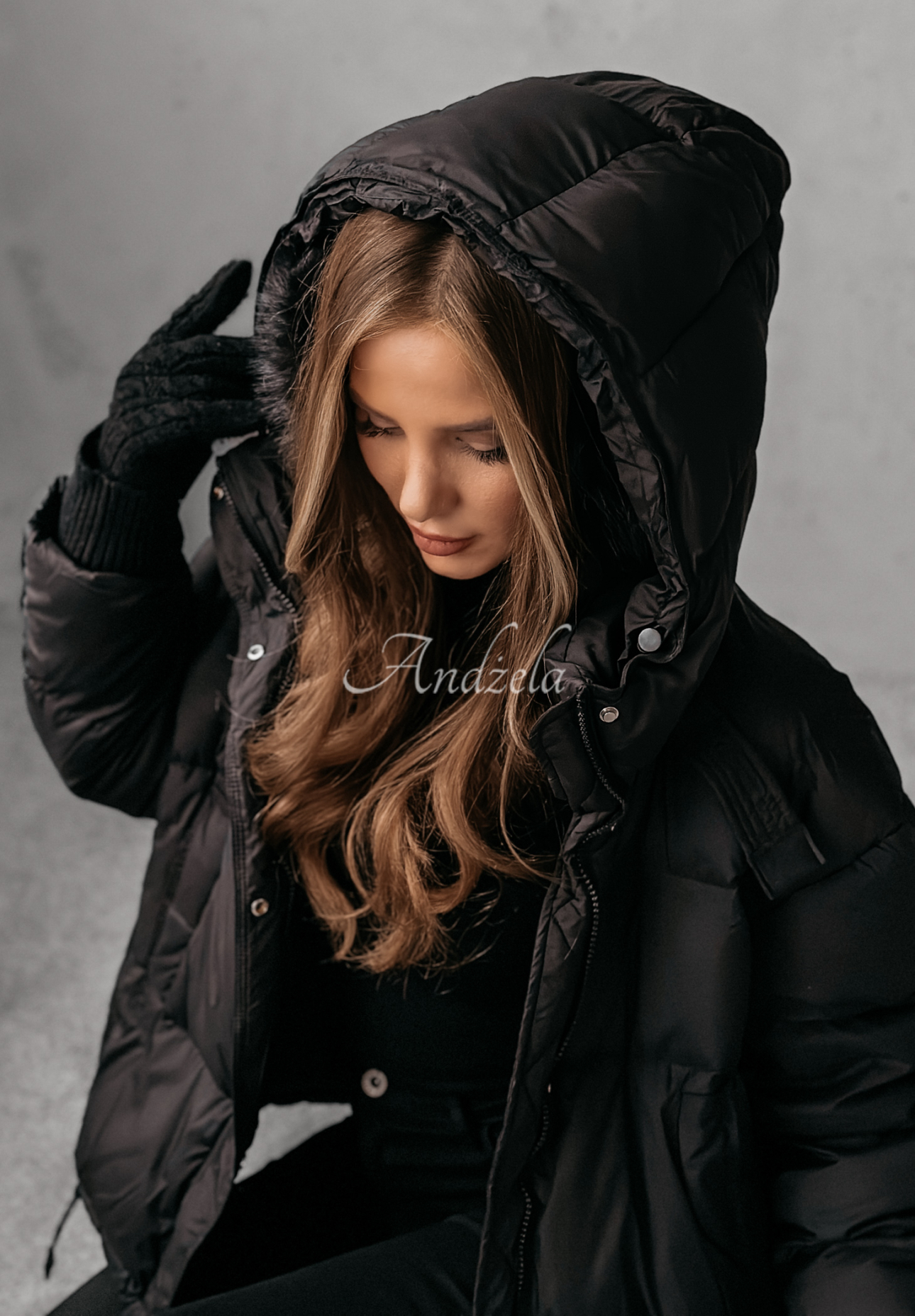 Daunenjacke mit Kapuze Aurora Skies Schwarz