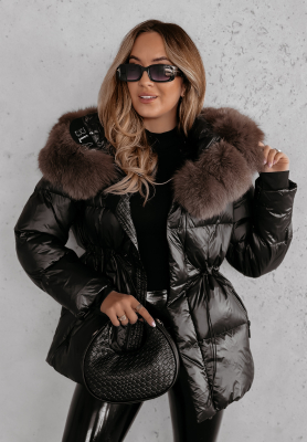 Kurze Daunenjacke mit Fell The Snowfall schwarz