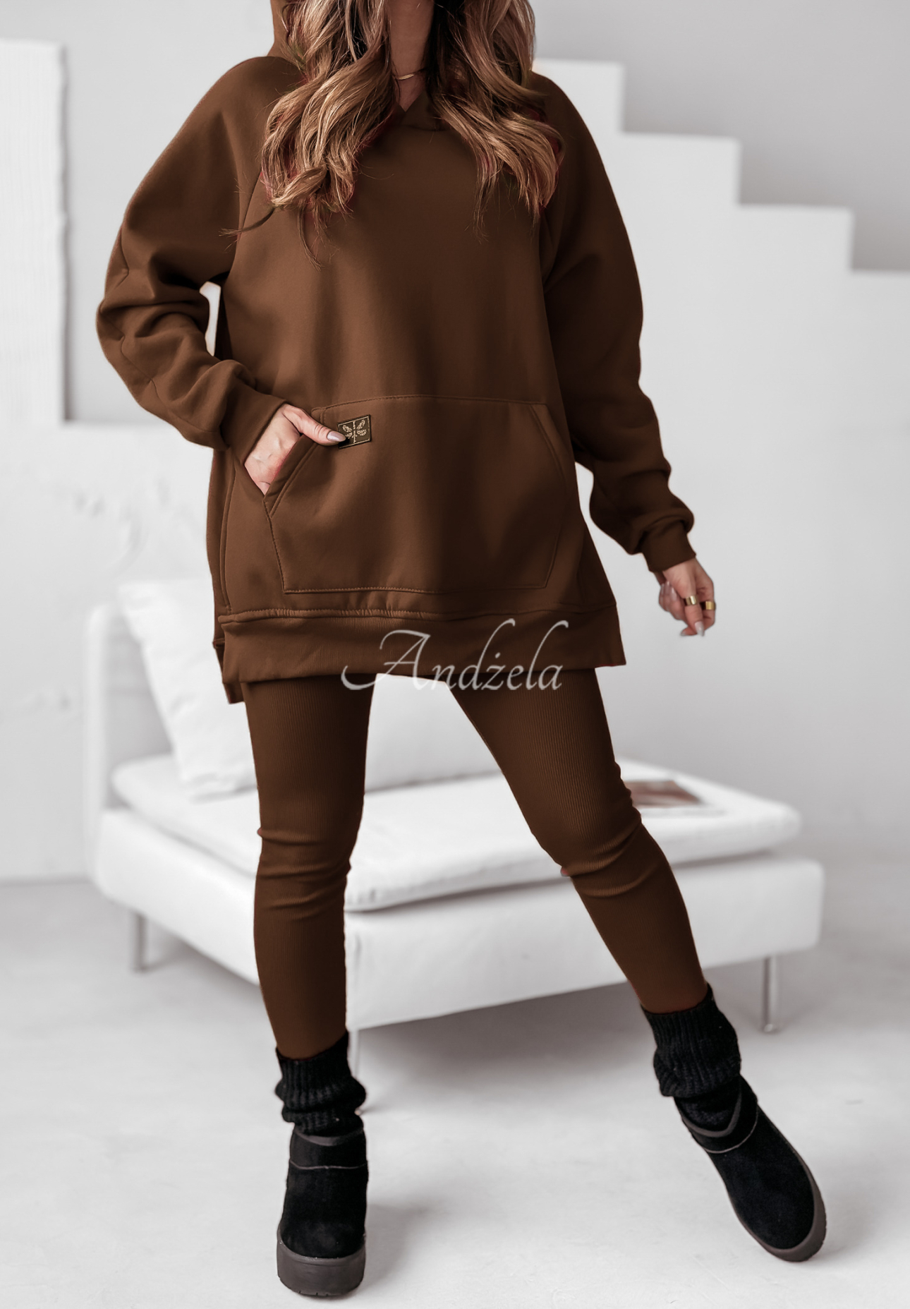 Sweatshirt mit Tasche und Kapuze Siempre Schokoladenbraun