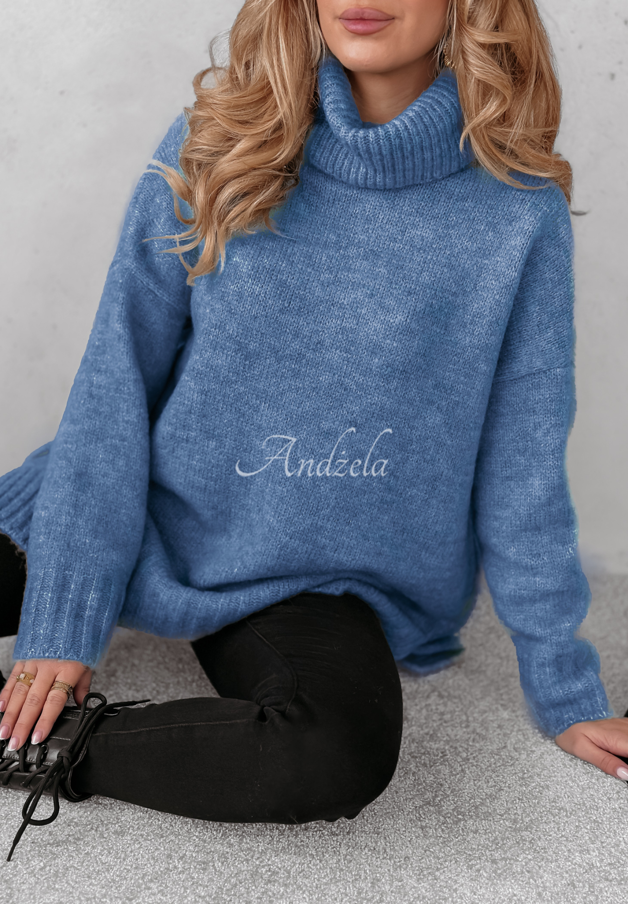 Oversize-Rollkragenpullover Benin Blau