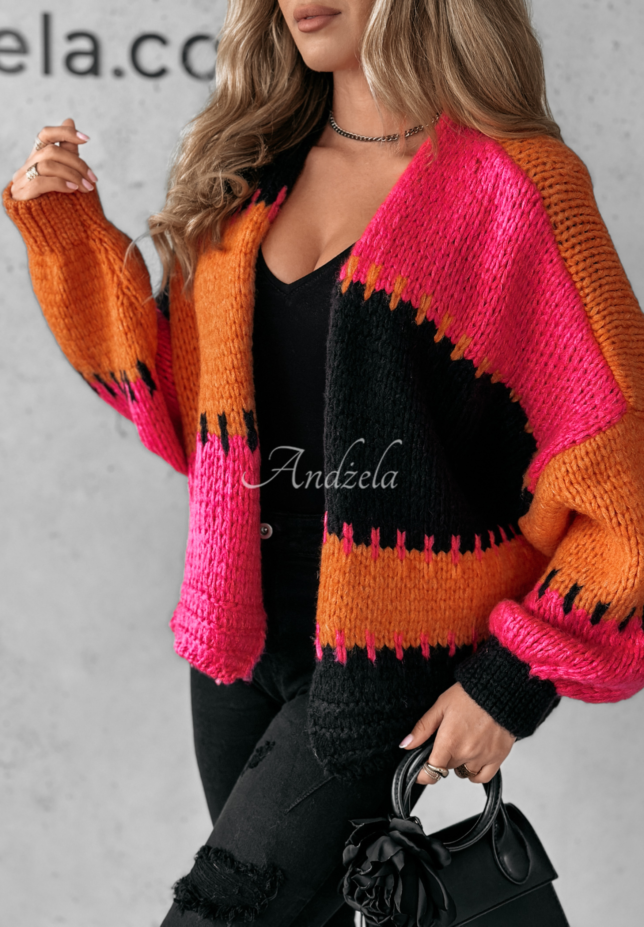 Short oversize cardigan Seriously Pretty orange and pink