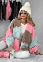 Krótki Cardigan oversize Color Burst niebiesko-Rosa