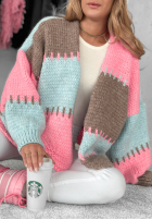 Krótki Cardigan oversize Color Burst niebiesko-Rosa