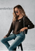 Pullover z dekoltem Caffe Latte Schokoladenbraun