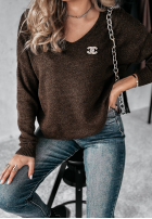 Pullover z dekoltem Caffe Latte Schokoladenbraun