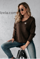 Pullover z dekoltem Caffe Latte Schokoladenbraun