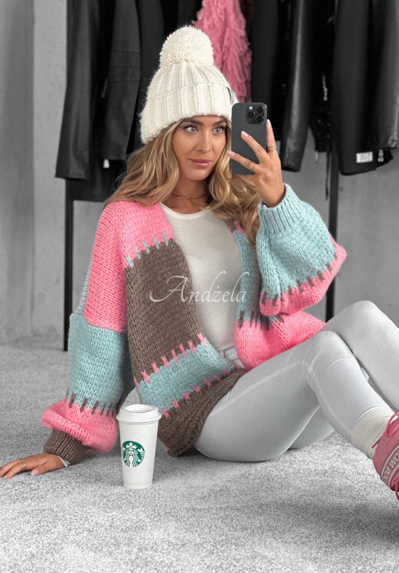 Short oversize cardigan Seriously Pretty blue and pink