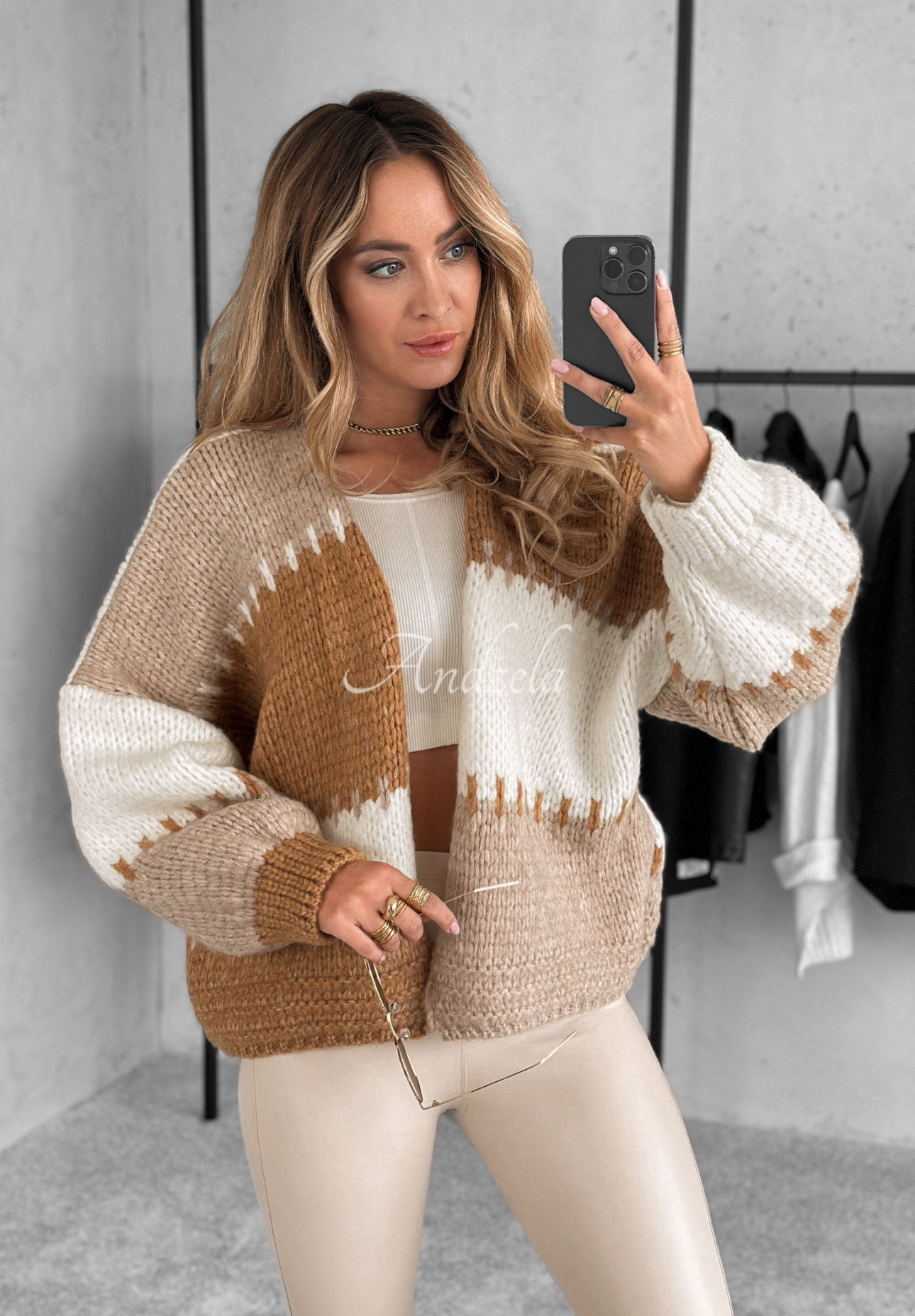 Kurzer Overisze Cardigan Seriously Pretty Beige-Camel