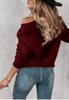 Pullover z dekoltem Caffe Latte Burgunderrot