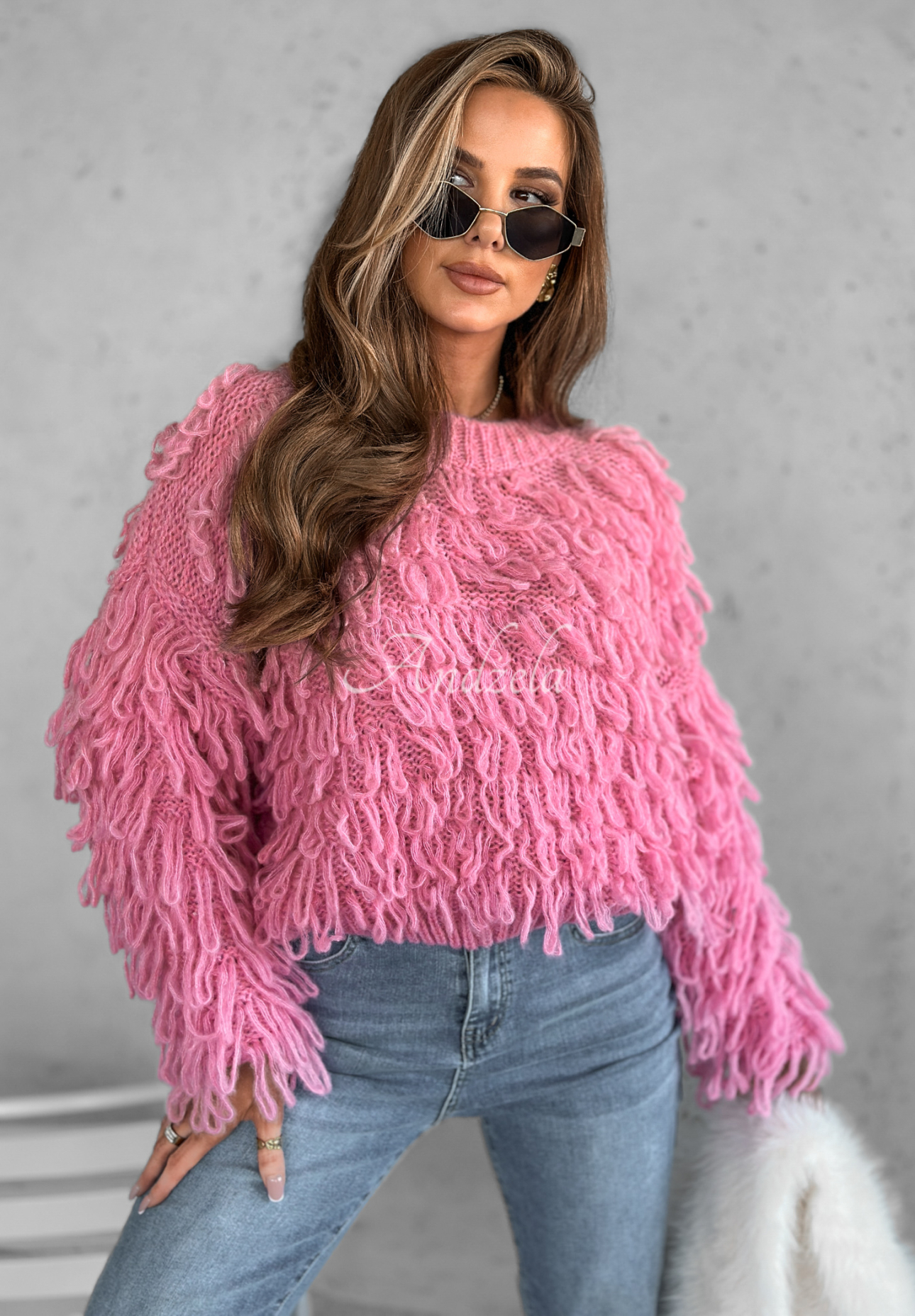 Pullover mit Fransen Pillow Talk Rosa