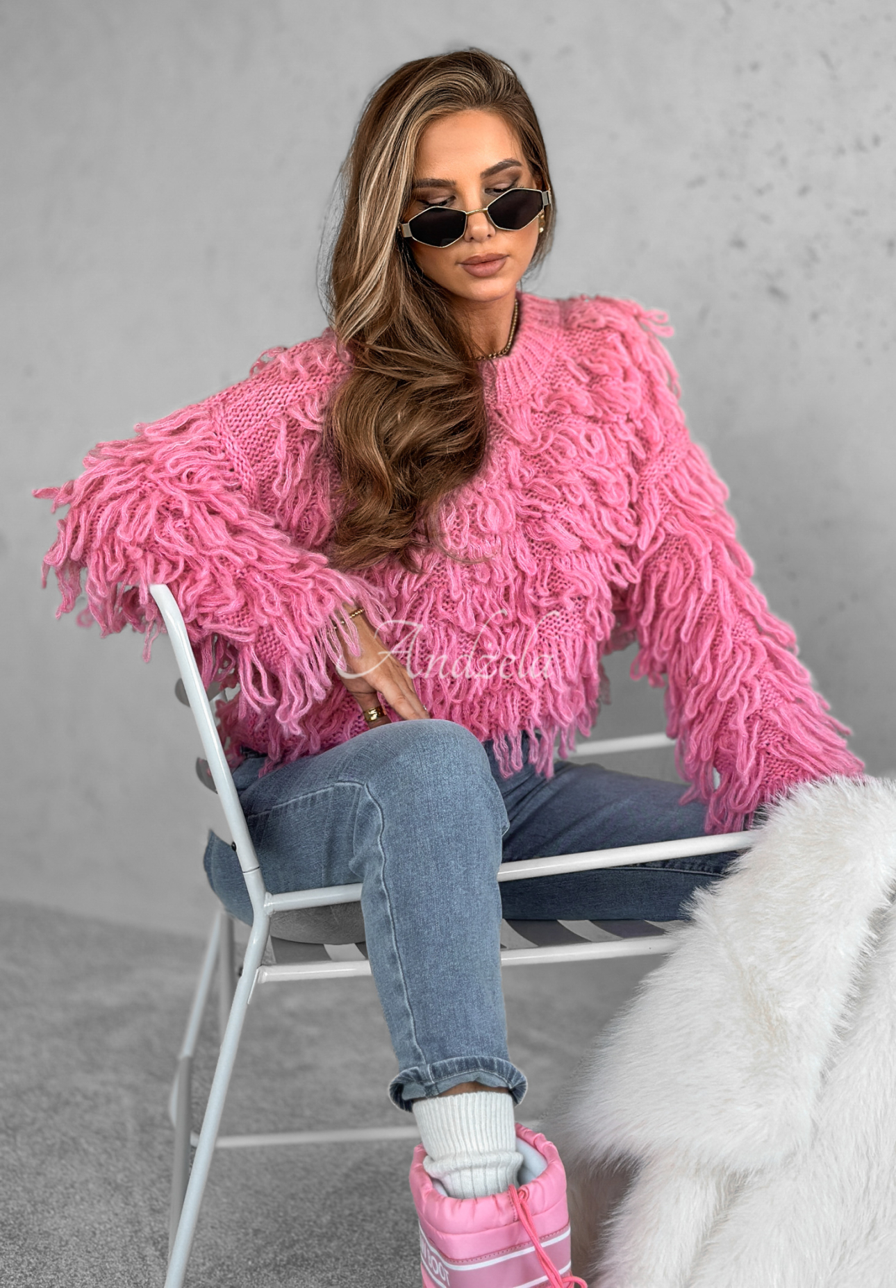 Pullover mit Fransen Pillow Talk Rosa