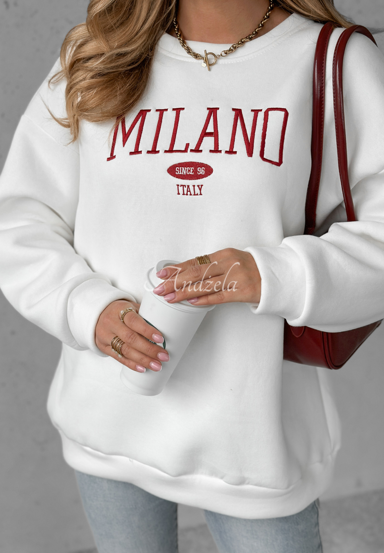 Übergroßes Sweatshirt mit Aufschrift Milano Amore Weiß