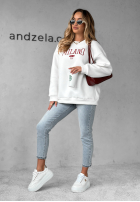 Sweatshirt oversize z napisem Milano Amore Weiß