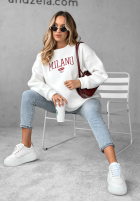 Sweatshirt oversize z napisem Milano Amore Weiß