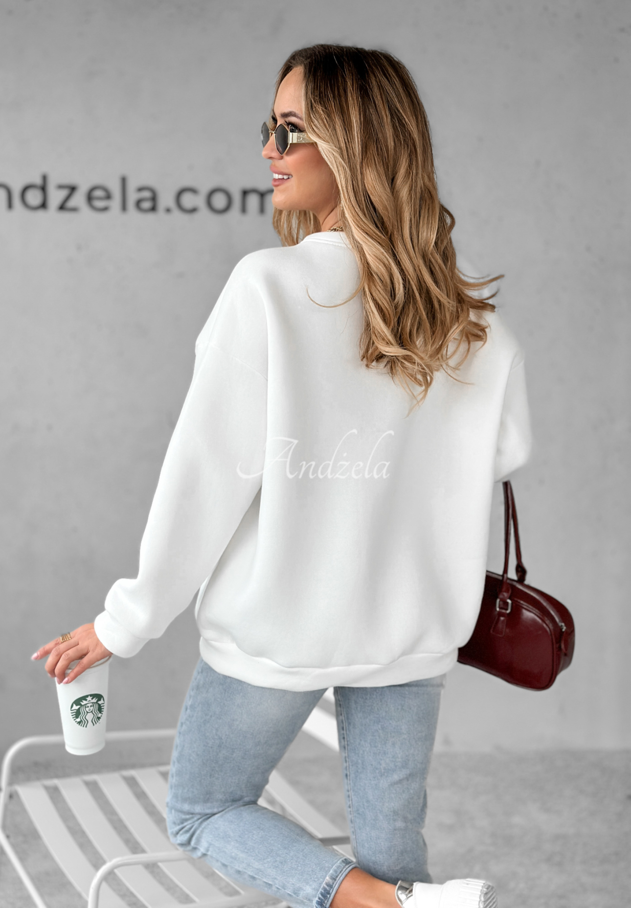 Übergroßes Sweatshirt mit Aufschrift Milano Amore Weiß