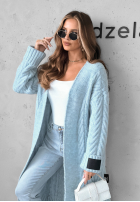 Długi ozdobnie pleciony Cardigan Raindrop Reverie Himmelblau