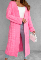 Długi ozdobnie pleciony Cardigan Raindrop Reverie Rosa