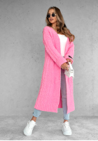 Długi ozdobnie pleciony Cardigan Raindrop Reverie Rosa