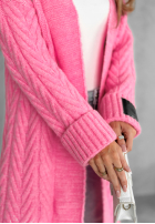 Długi ozdobnie pleciony Cardigan Raindrop Reverie Rosa