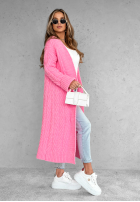 Długi ozdobnie pleciony Cardigan Raindrop Reverie Rosa