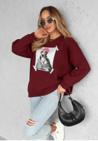 Sweatshirt oversize z nadrukiem The Fancy Burgunderrot