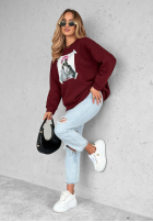 Sweatshirt oversize z nadrukiem The Fancy Burgunderrot