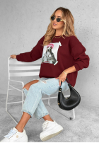 Sweatshirt oversize z nadrukiem The Fancy Burgunderrot